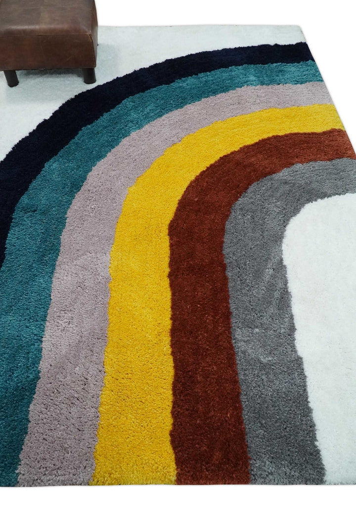 Plush Rainbow Kids, Nursery and Playroom Rug, 3x5, 4x6 and 5x7 Hand Woven Shag - The Rug Decor