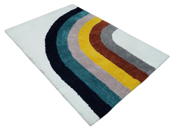 Plush Rainbow Kids, Nursery and Playroom Rug, 3x5, 4x6 and 5x7 Hand Woven Shag - The Rug Decor