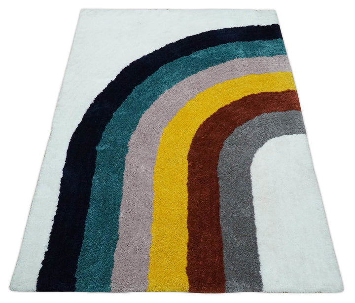 Plush Rainbow Kids, Nursery and Playroom Rug, 3x5, 4x6 and 5x7 Hand Woven Shag - The Rug Decor