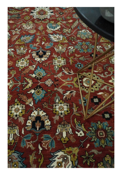 Premium Brown and Ivory 8x10 Hand knotted Traditional Floral Wool Area Rug - The Rug Decor