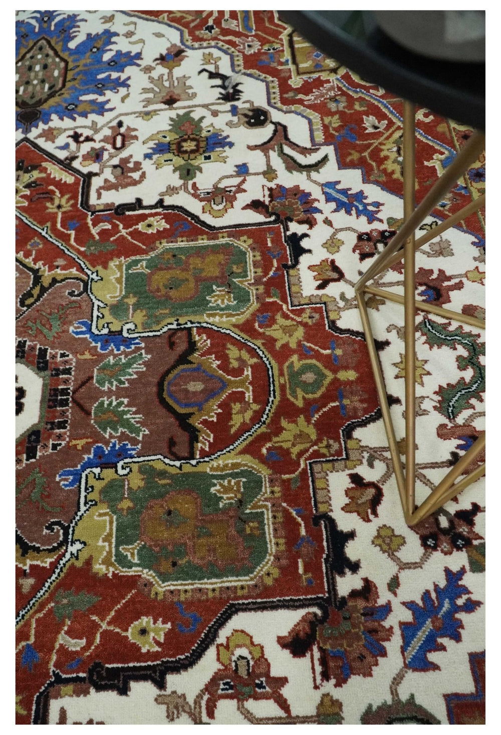 Premium Fine Knots Rust, Ivory and Olive 8x10 Hand knotted Traditional Wool Area Rug - The Rug Decor