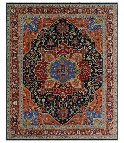 Premium Fine Olive, Brown, Black and Rust 8x10 and 9x12 Traditional Serapi wool Area Rug - The Rug Decor
