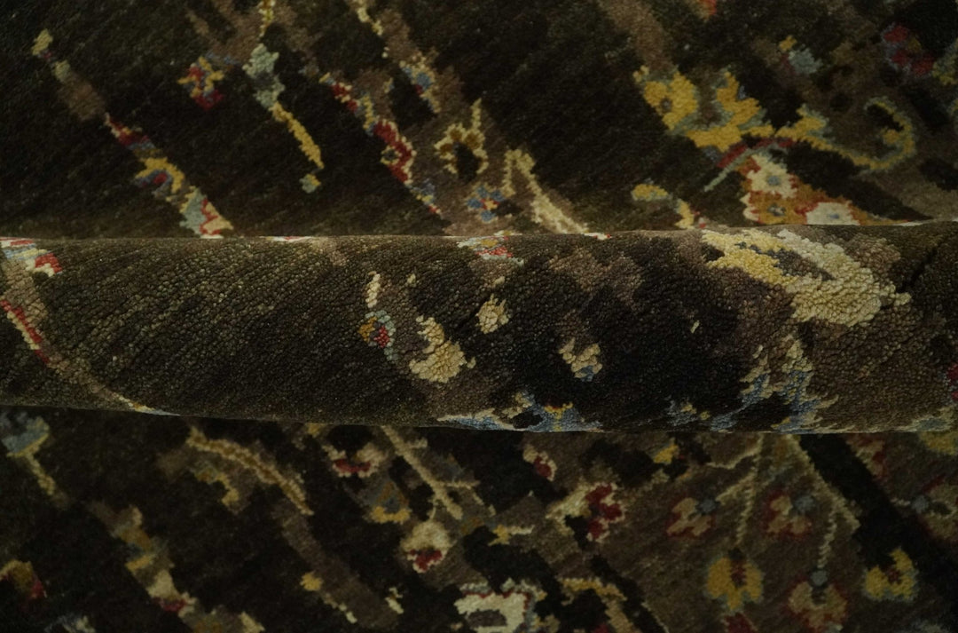 Premium Fine Transitional Brown and Olive Antique hand knotted wool Area Rug - The Rug Decor