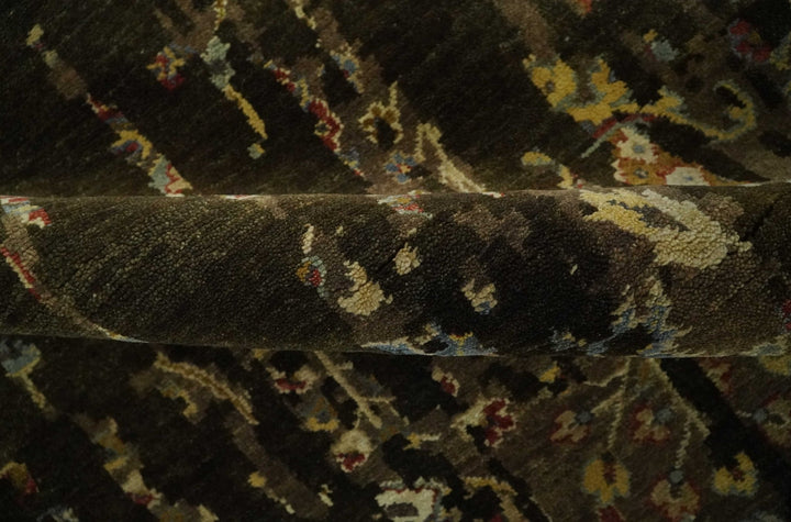 Premium Fine Transitional Brown and Olive Antique hand knotted wool Area Rug - The Rug Decor