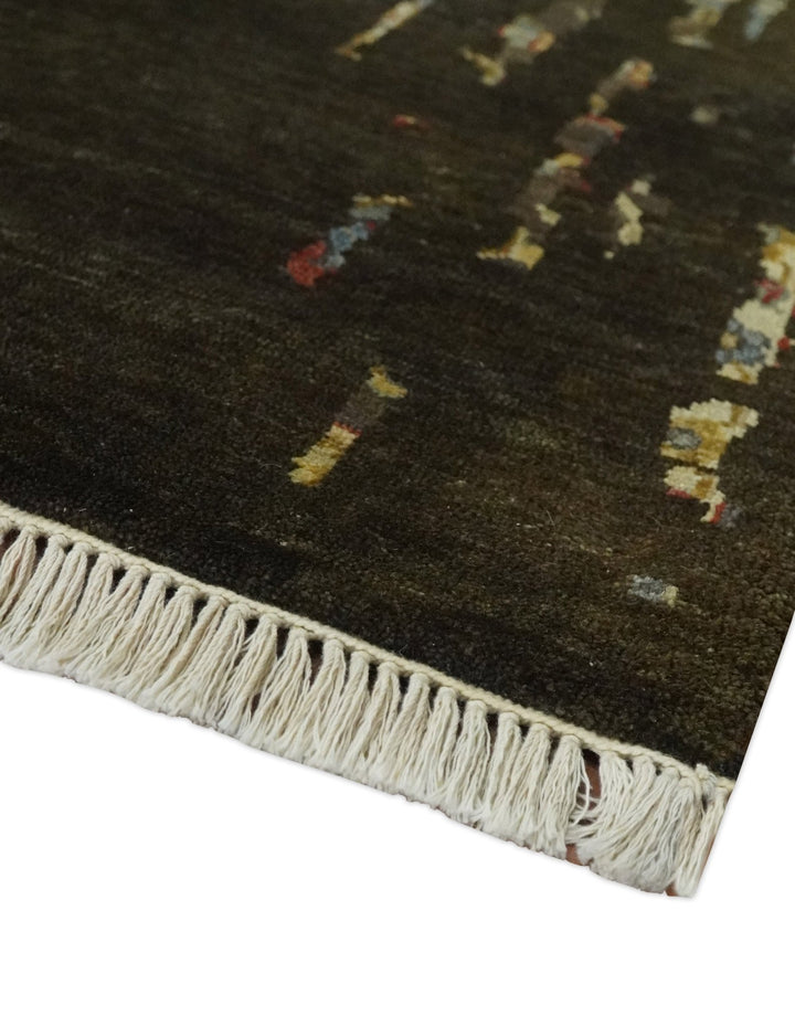 Premium Fine Transitional Brown and Olive Antique hand knotted wool Area Rug - The Rug Decor