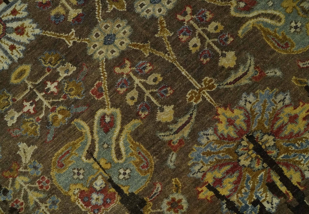 Premium Fine Transitional Brown and Olive Antique hand knotted wool Area Rug - The Rug Decor