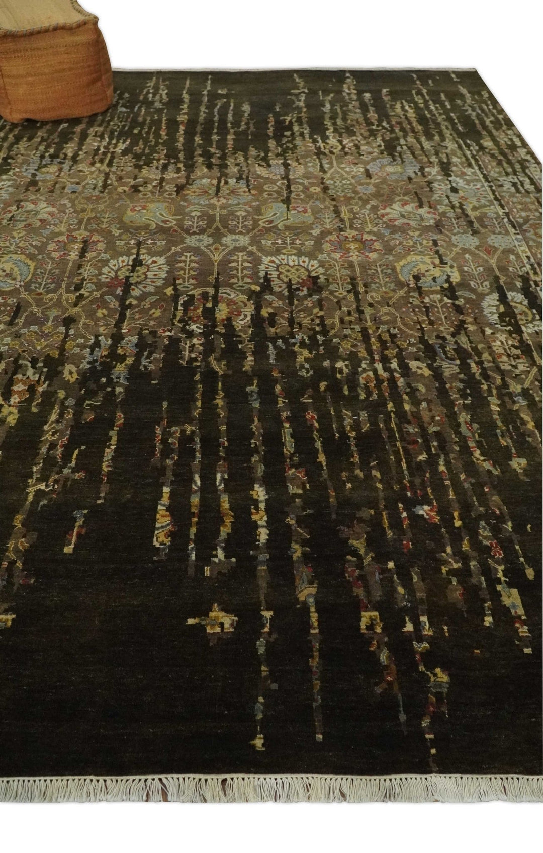 Premium Fine Transitional Brown and Olive Antique hand knotted wool Area Rug - The Rug Decor