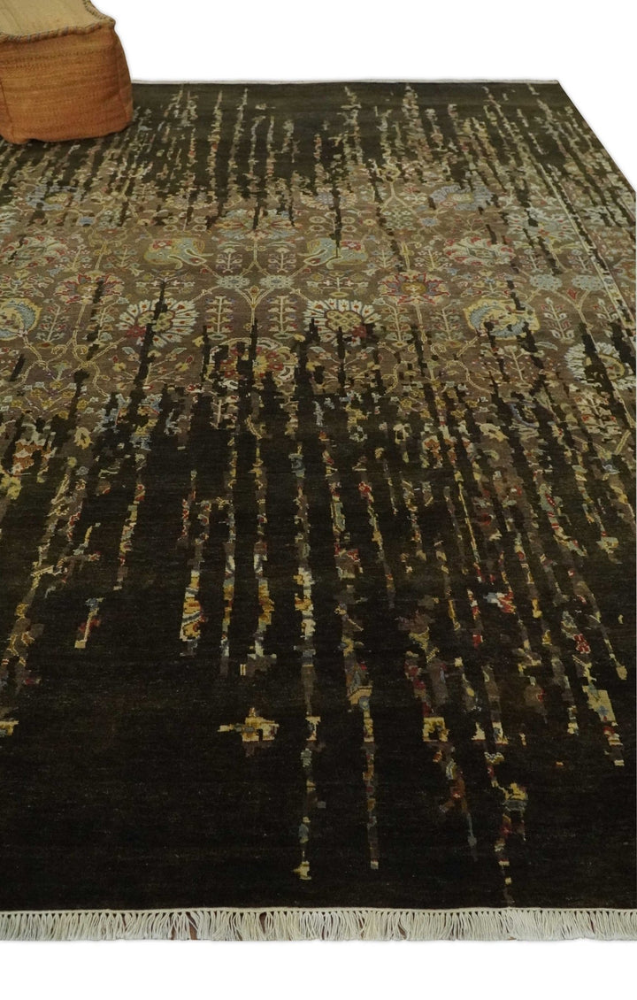 Premium Fine Transitional Brown and Olive Antique hand knotted wool Area Rug - The Rug Decor