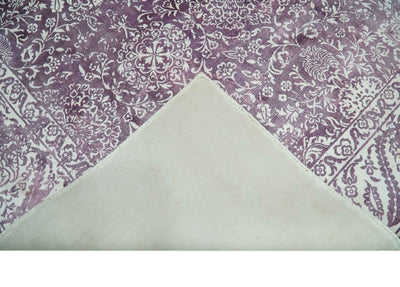 Premium Floral Medallion Purple and Ivory 5.6x7.9 Viscose Area Rug - The Rug Decor