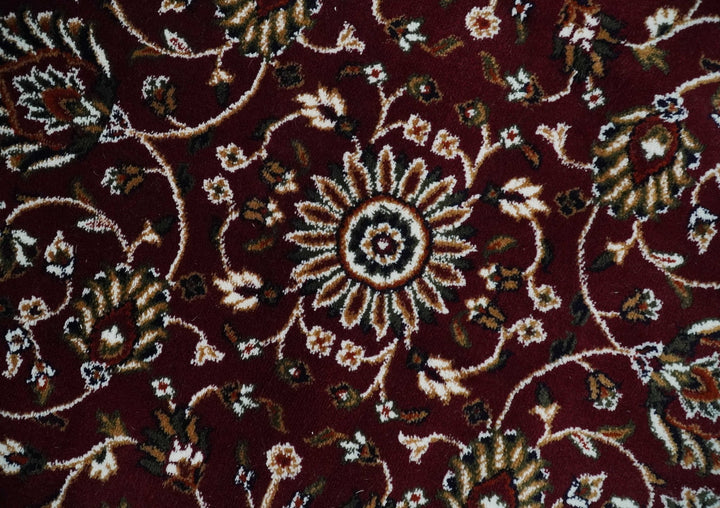 Premium Look 5x7 Woven Maroon and Ivory Traditional Pattern Area Rug - The Rug Decor
