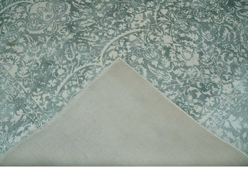 Premium look Floral Ivory and Green 5.6x8 Handloom Viscose Area Rug - The Rug Decor