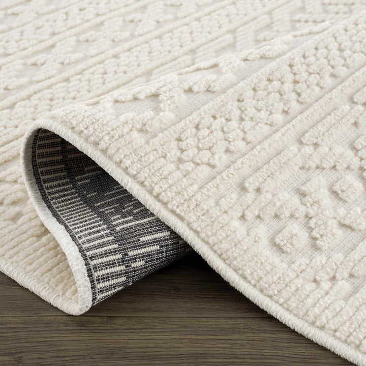 Premium look Ivory Carved Texture Tassel Design Washable area Rug - The Rug Decor