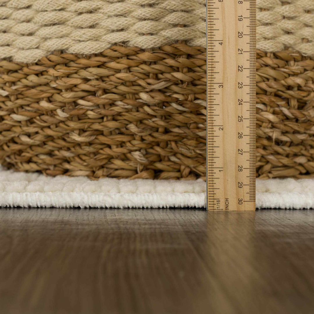 Premium look Ivory Carved Texture Tassel Design Washable area Rug - The Rug Decor