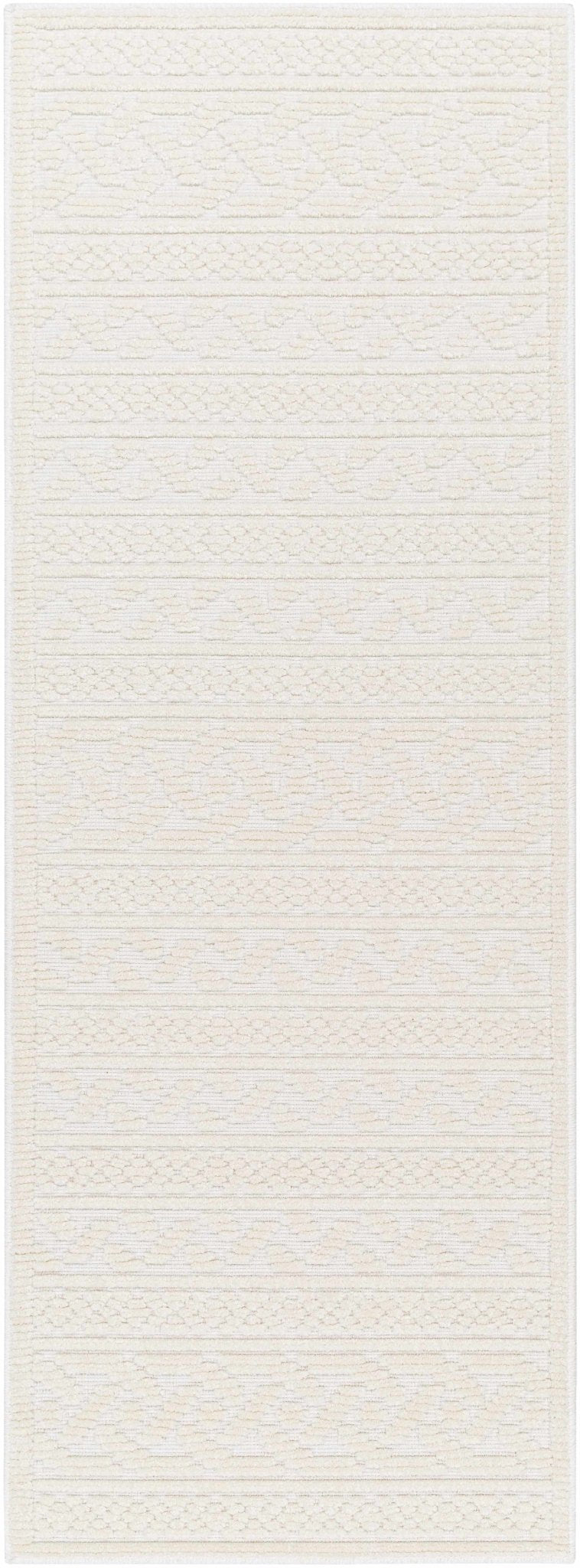 Premium look Ivory Carved Texture Tassel Design Washable area Rug - The Rug Decor