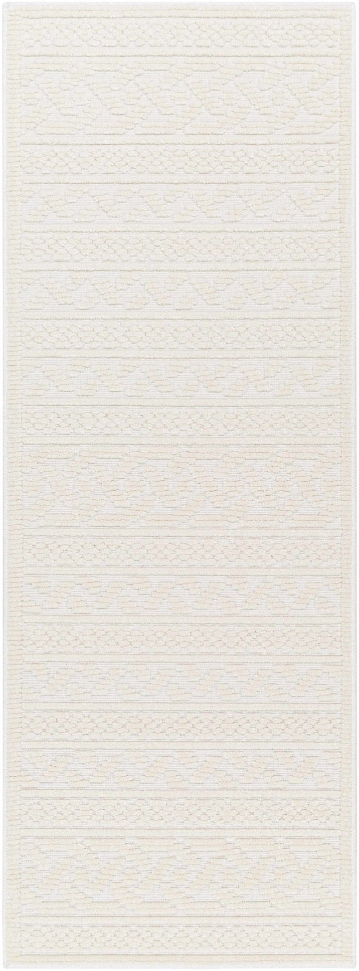 Premium look Ivory Carved Texture Tassel Design Washable area Rug - The Rug Decor