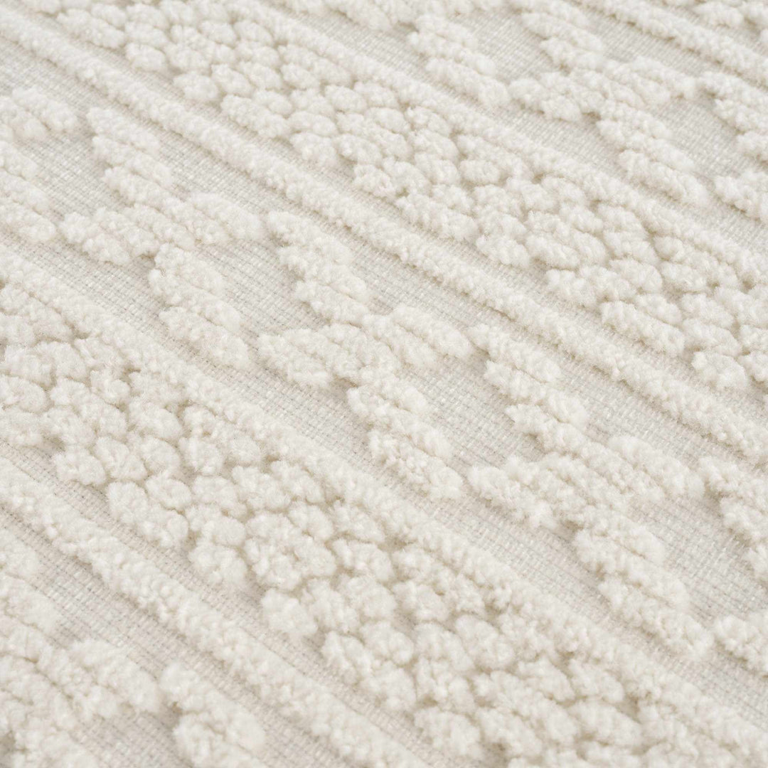 Premium look Ivory Carved Texture Tassel Design Washable area Rug - The Rug Decor