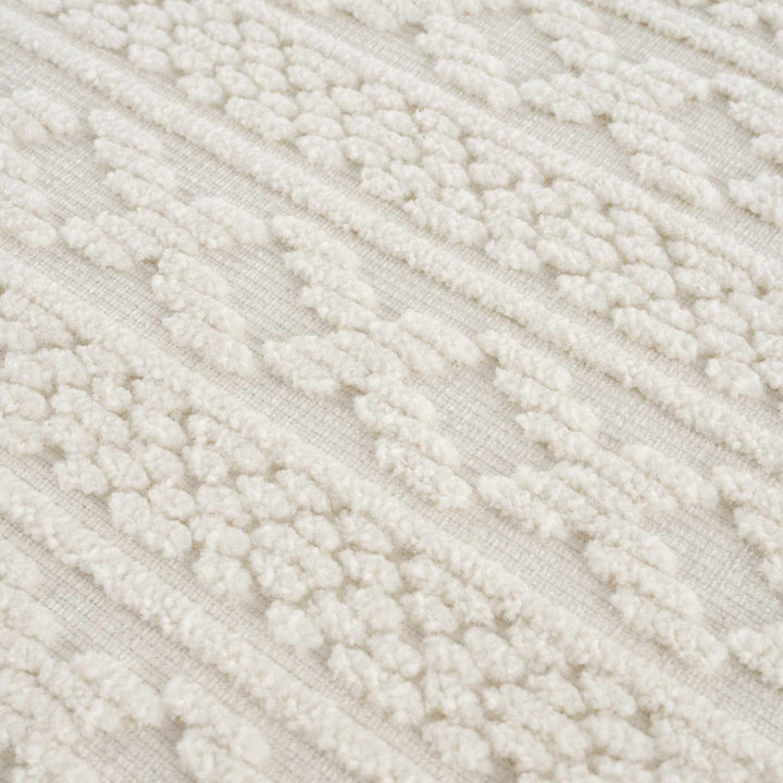 Premium look Ivory Carved Texture Tassel Design Washable area Rug - The Rug Decor