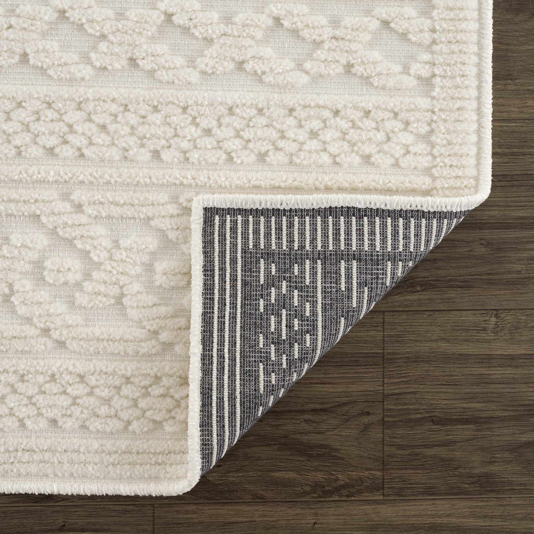Premium look Ivory Carved Texture Tassel Design Washable area Rug - The Rug Decor