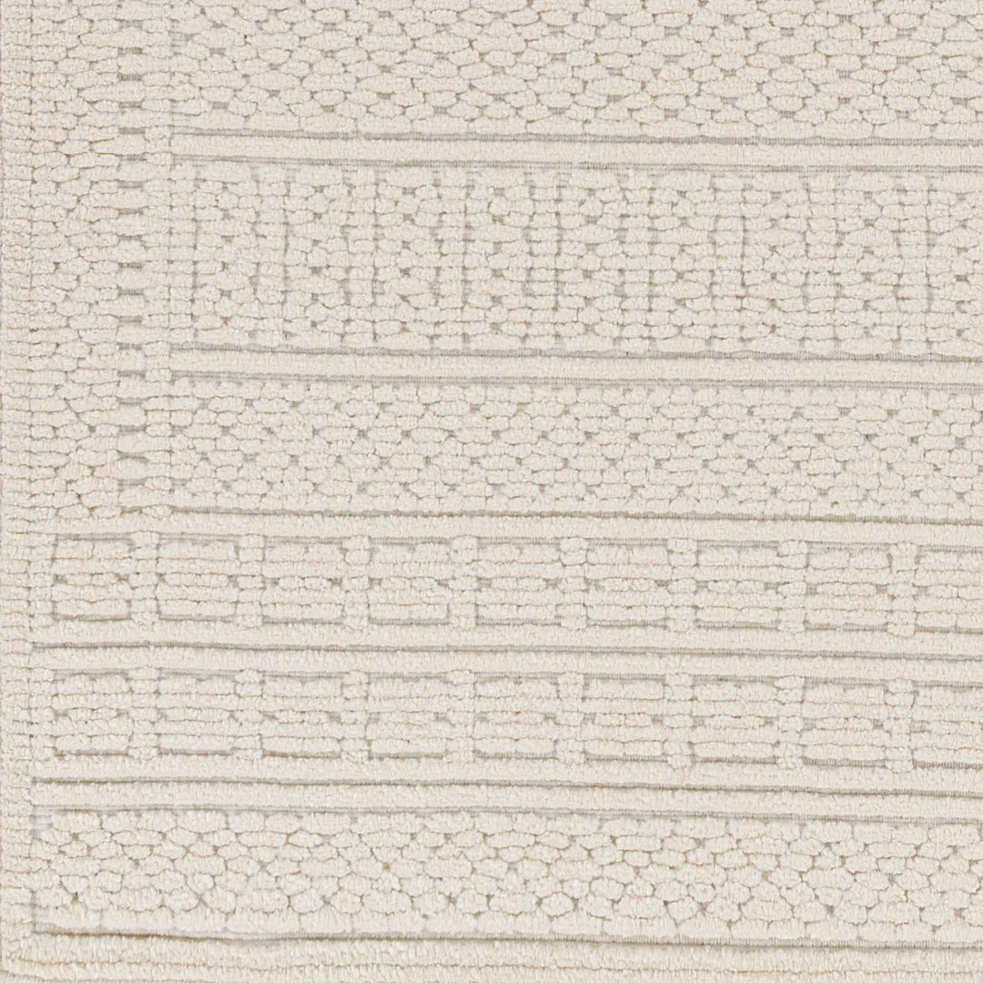 Premium look Machine Woven Carved Pattern Solid Beige Machine Washable Rug - The Rug Decor