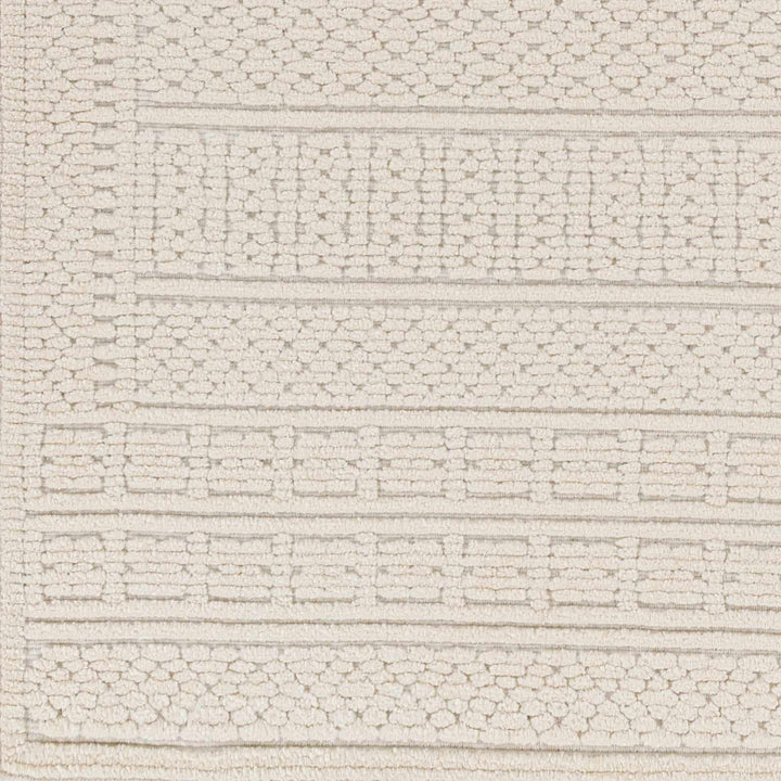 Premium look Machine Woven Carved Pattern Solid Beige Machine Washable Rug - The Rug Decor