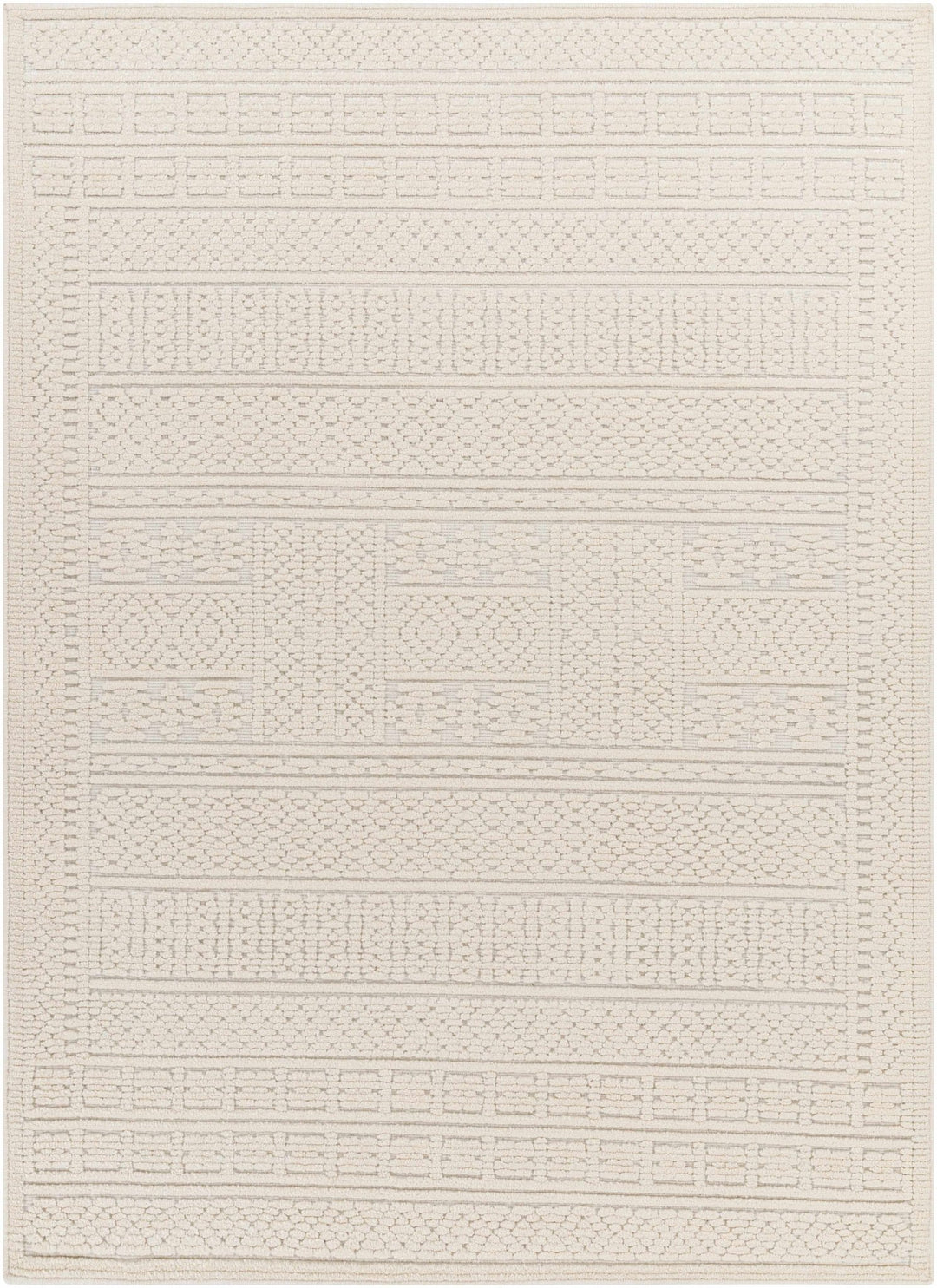 Premium look Machine Woven Carved Pattern Solid Beige Machine Washable Rug - The Rug Decor