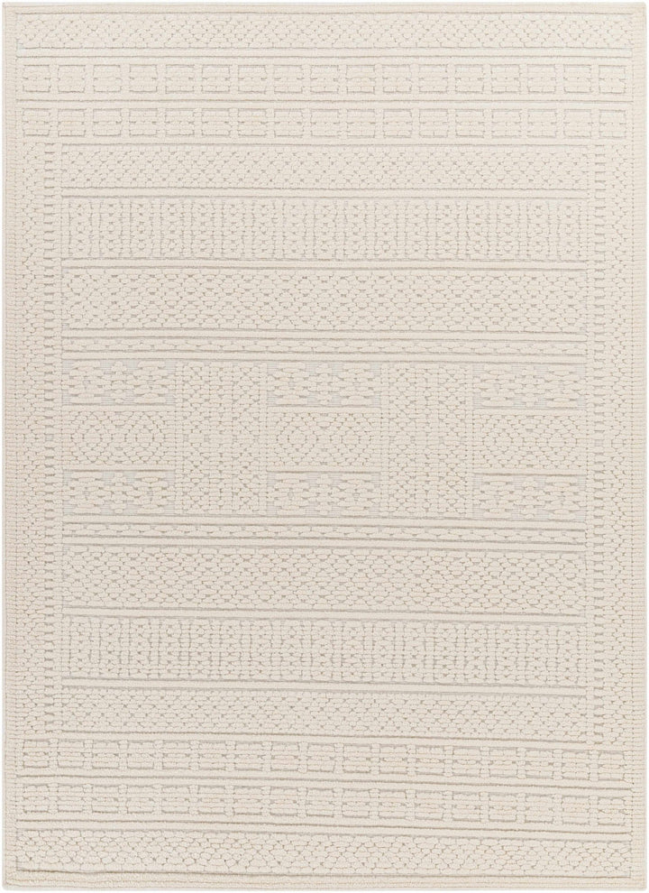 Premium look Machine Woven Carved Pattern Solid Beige Machine Washable Rug - The Rug Decor