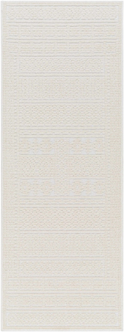 Premium look Machine Woven Carved Pattern Solid Beige Machine Washable Rug - The Rug Decor