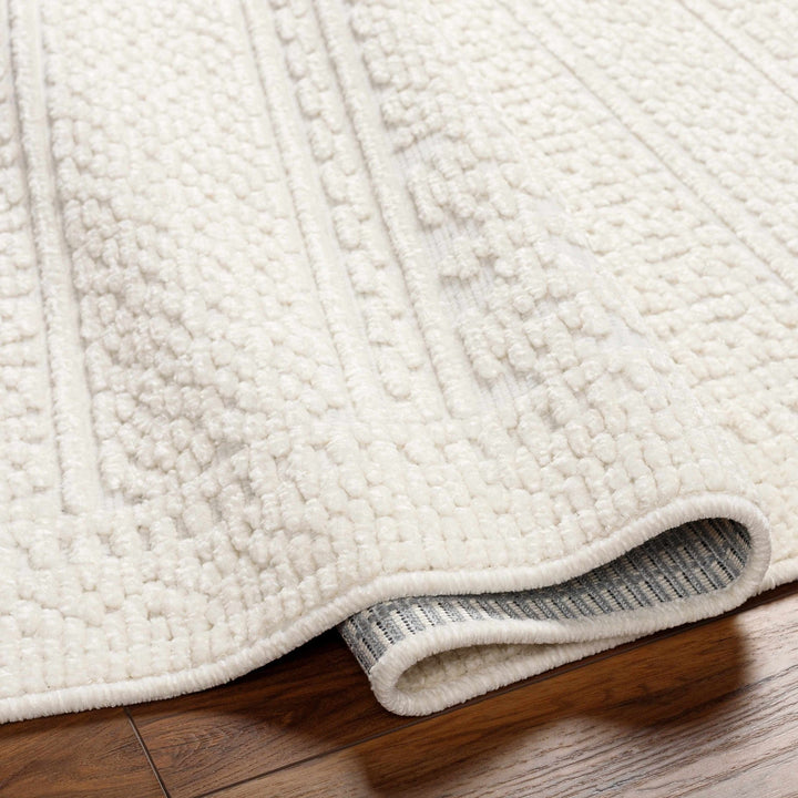 Premium look Machine Woven Carved Pattern Solid Beige Machine Washable Rug - The Rug Decor