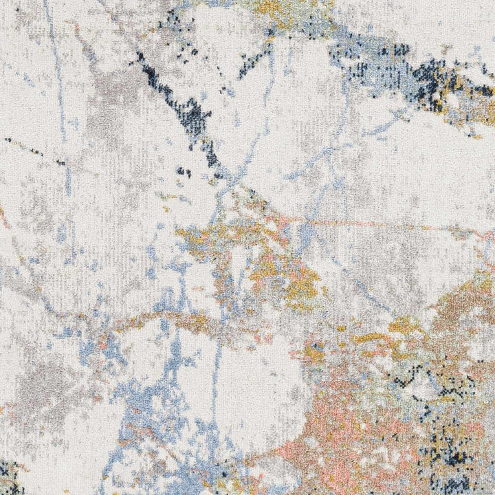 Premium Look Modern Abstract Silver, Light Gray and Blue Machine Washable Rugs - The Rug Decor