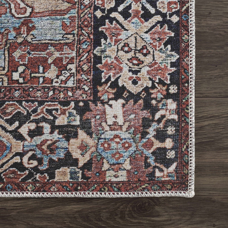 Premium look Vintage Style Brown, Blue and Ivory Machine Washable Turkish style Rug - The Rug Decor