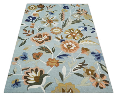 Premium Multi Size Hand Hooked Silver With Multicolor Floral Design wool Area Rug - The Rug Decor