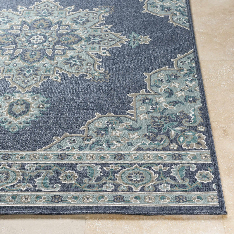 Premium style Blue, Teal and green Traditional Medallion Outdoor Safe Area Rug - The Rug Decor