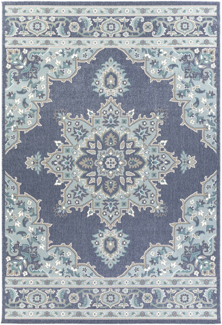 Premium style Blue, Teal and green Traditional Medallion Outdoor Safe Area Rug - The Rug Decor