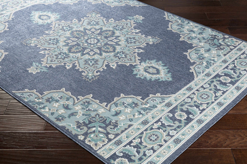 Premium style Blue, Teal and green Traditional Medallion Outdoor Safe Area Rug - The Rug Decor