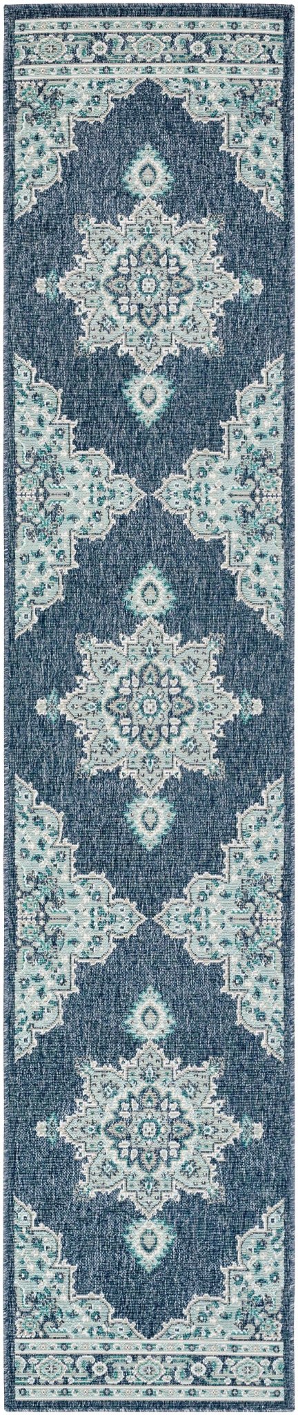 Premium style Blue, Teal and green Traditional Medallion Outdoor Safe Area Rug - The Rug Decor