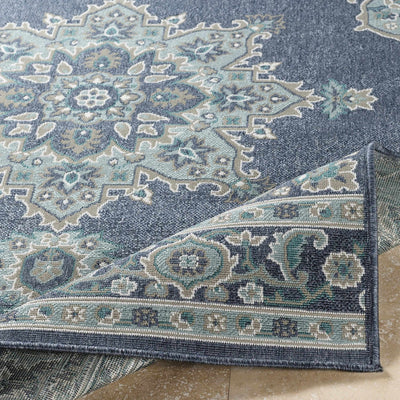 Premium style Blue, Teal and green Traditional Medallion Outdoor Safe Area Rug - The Rug Decor