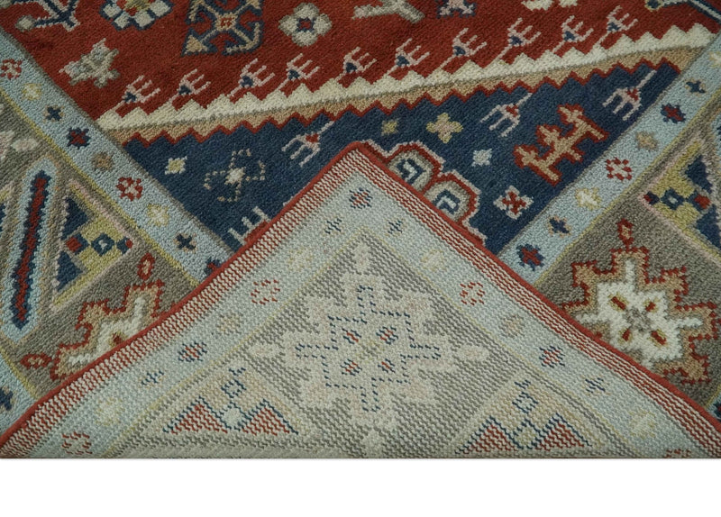 Premium Style Brown, Blue and Beige Hand Knotted Traditional Heriz wool Area Rug - The Rug Decor