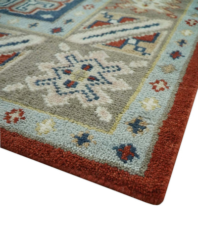 Premium Style Brown, Blue and Beige Hand Knotted Traditional Heriz wool Area Rug - The Rug Decor