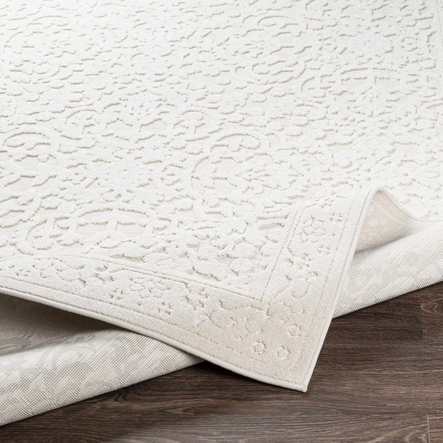 Premium style contemporary self Texture Ivory Outdoor Safe Area Rug - The Rug Decor