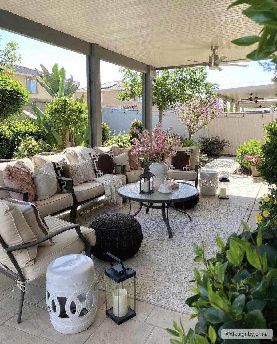 Premium style contemporary self Texture Ivory Outdoor Safe Area Rug - The Rug Decor