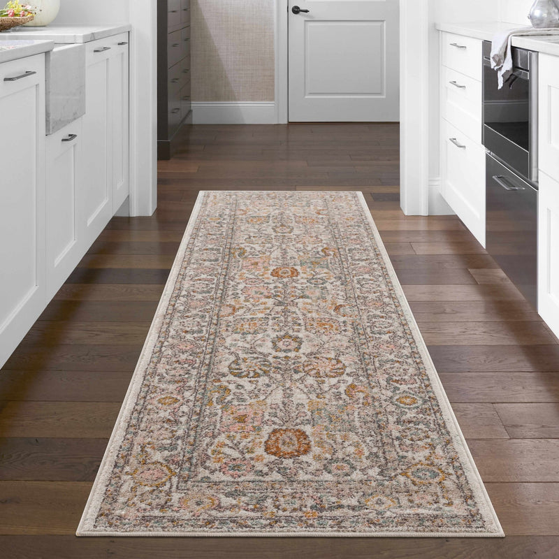 Premium Style Floral Ivory, Pink, Mustard and Charcoal Traditional Turkish Design Area Rug - The Rug Decor
