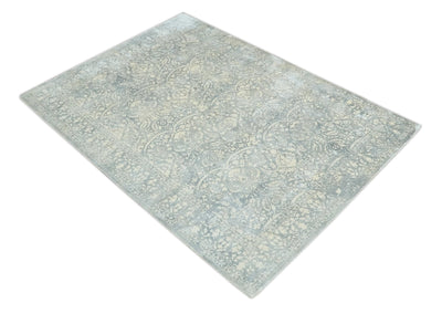 Premium Style Traditional Large Design Gray, Silver and Beige 5.6x7.9 Viscose Area Rug - The Rug Decor