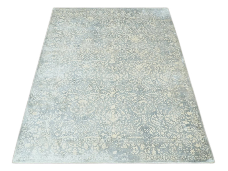 Premium Style Traditional Large Design Gray, Silver and Beige 5.6x7.9 Viscose Area Rug - The Rug Decor