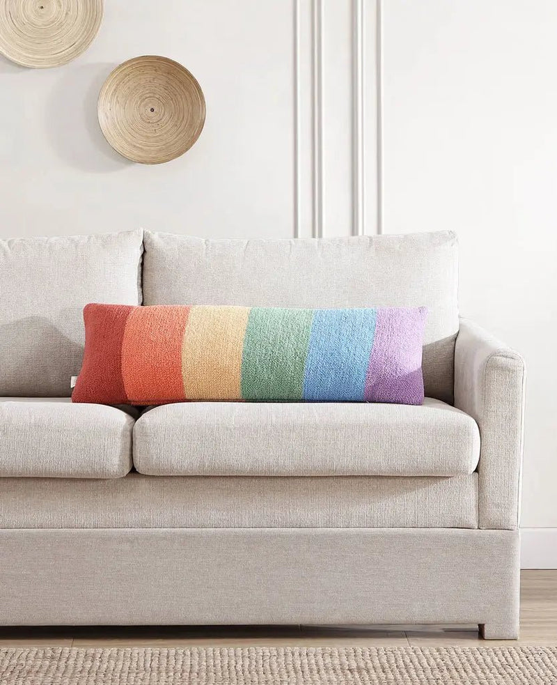 Rainbow Colorful Striped Lumbar Pillow for Couch or Bed - The Rug Decor