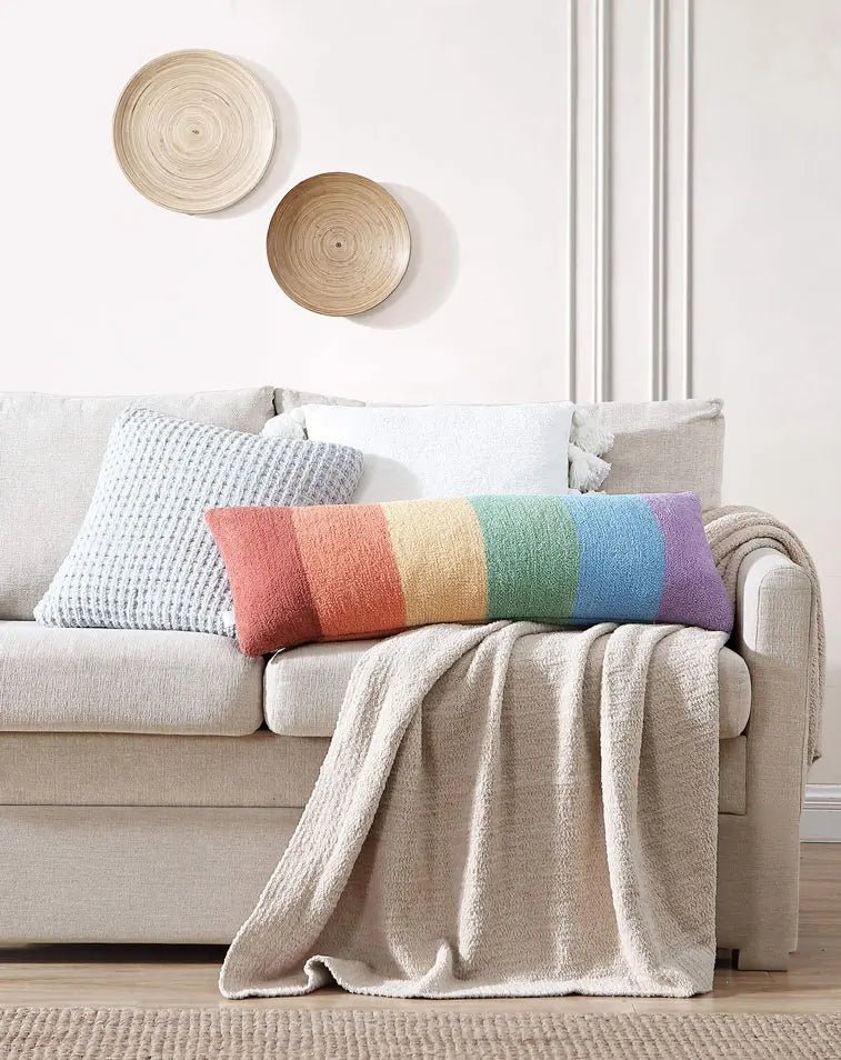 Rainbow Colorful Striped Lumbar Pillow for Couch or Bed - The Rug Decor