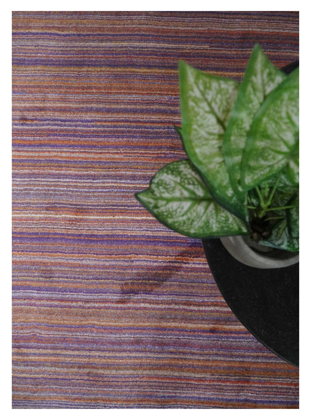 Rainbow Purple Rust Shaded Stripe 5x7 Blended bamboo Silk Flatwoven Area Rug | HL41 - The Rug Decor