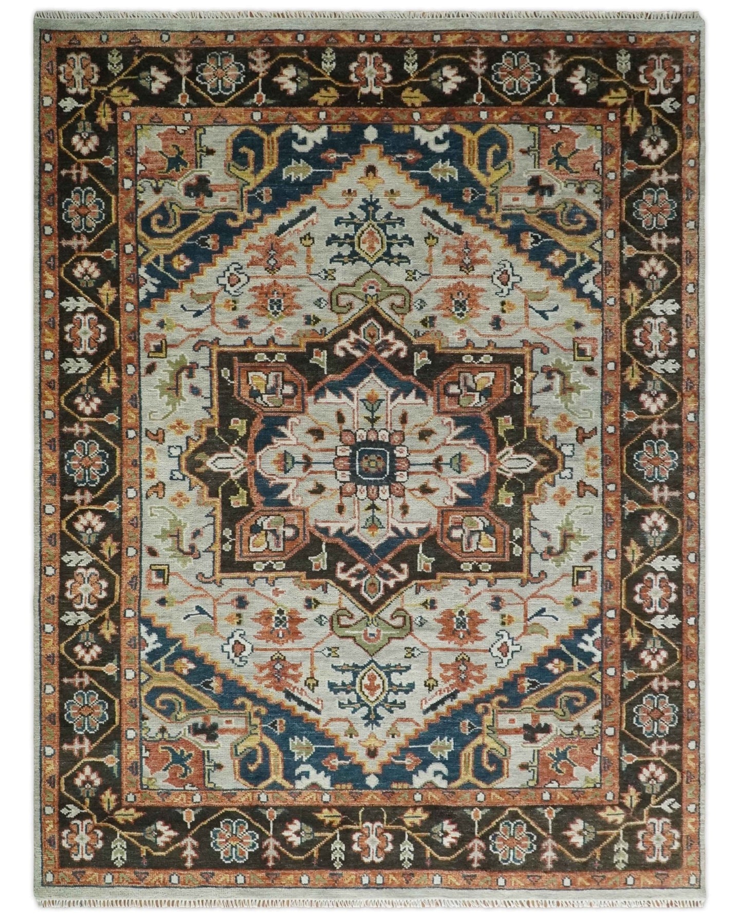 Ready to Ship 8x10, 9x12, 10x14 Traditional Antique Style Medallion Hand Knotted Area Rug - The Rug Decor