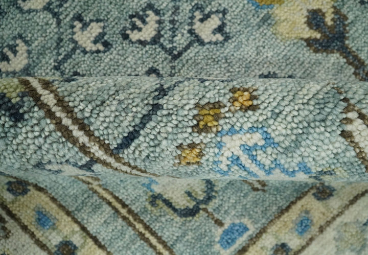 Ready to Ship 8x10, 9x12 Aqua and Ivory Tree Design Hand Knotted Wool Area Rug - The Rug Decor