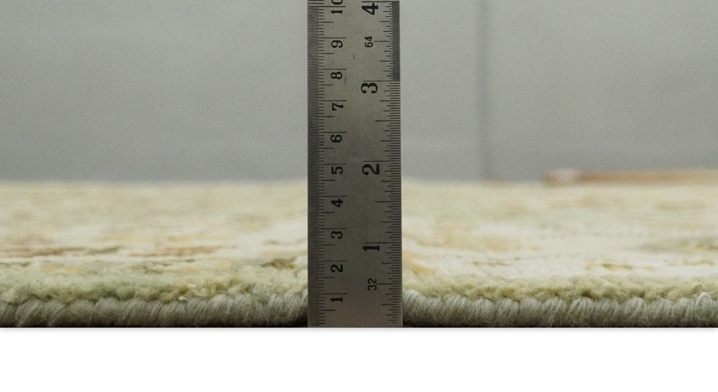 Ready to Ship 8x10, 9x12,10x14 Hand Knotted Green and beige Traditional Vintage Style Antique Wool Rug - The Rug Decor