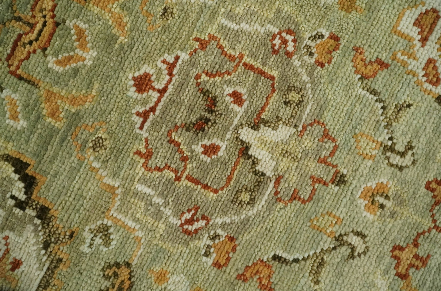 Ready to Ship 8x10, 9x12,10x14 Hand Knotted Green and beige Traditional Vintage Style Antique Wool Rug - The Rug Decor